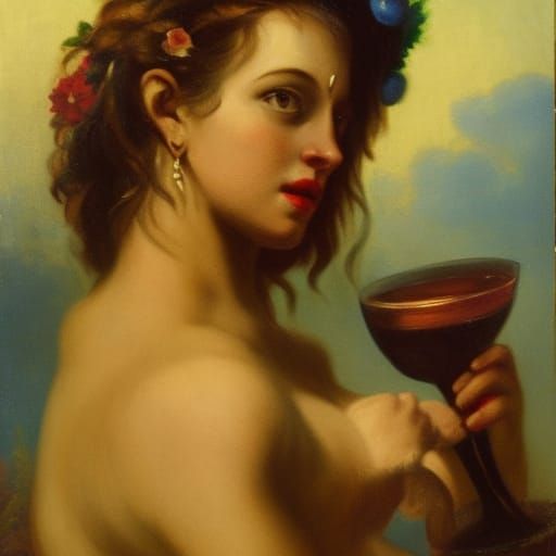 Bacchante Portrait in Academic Style