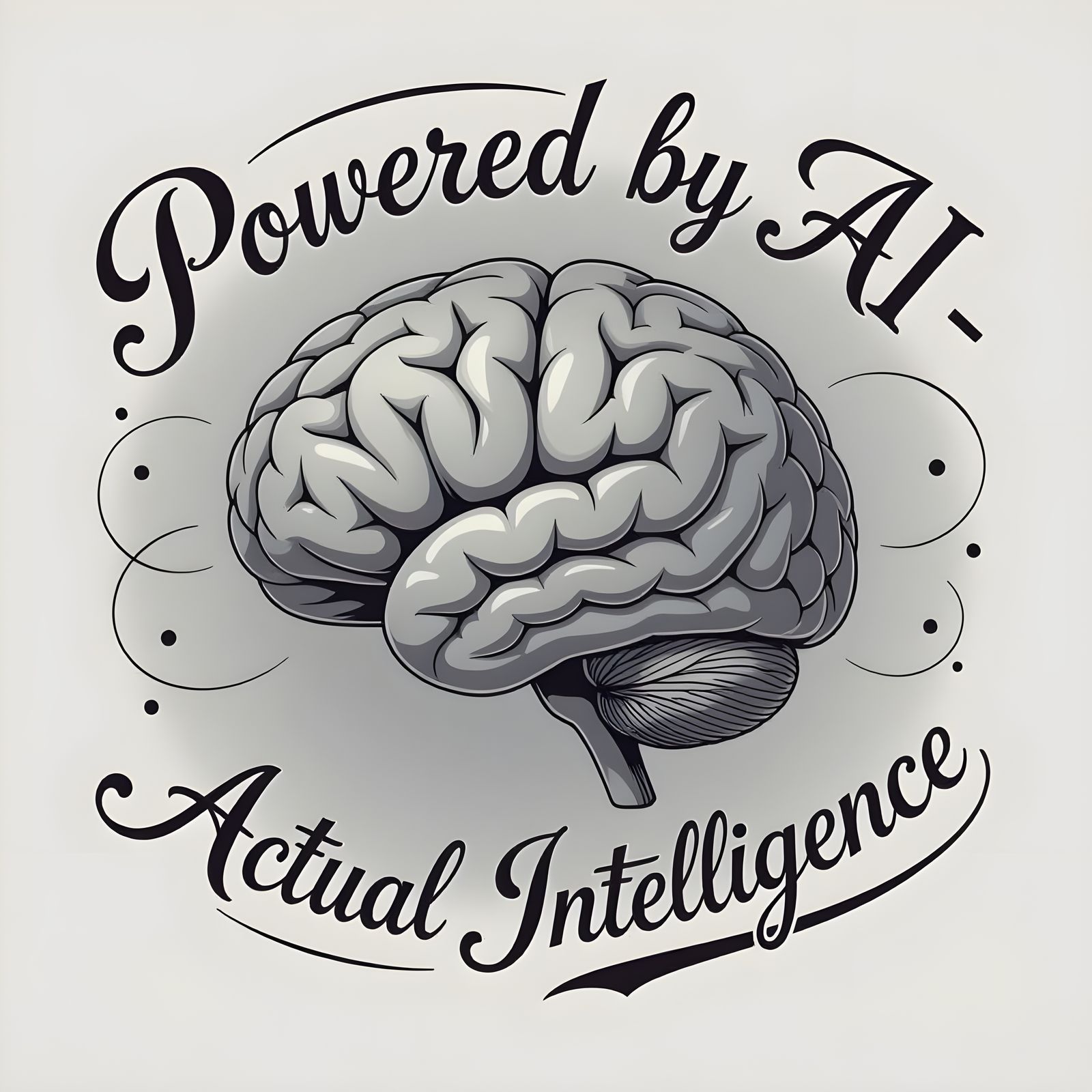 AI Brain Graphic with Script Text