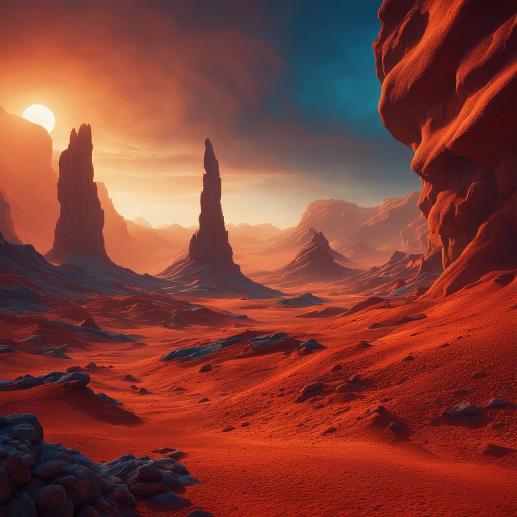 Surreal Life on Mars: An Abstract Oil Painting