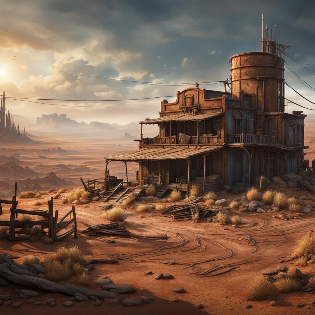 Spaghetti Western Wasteland in Detailed Matte Painting