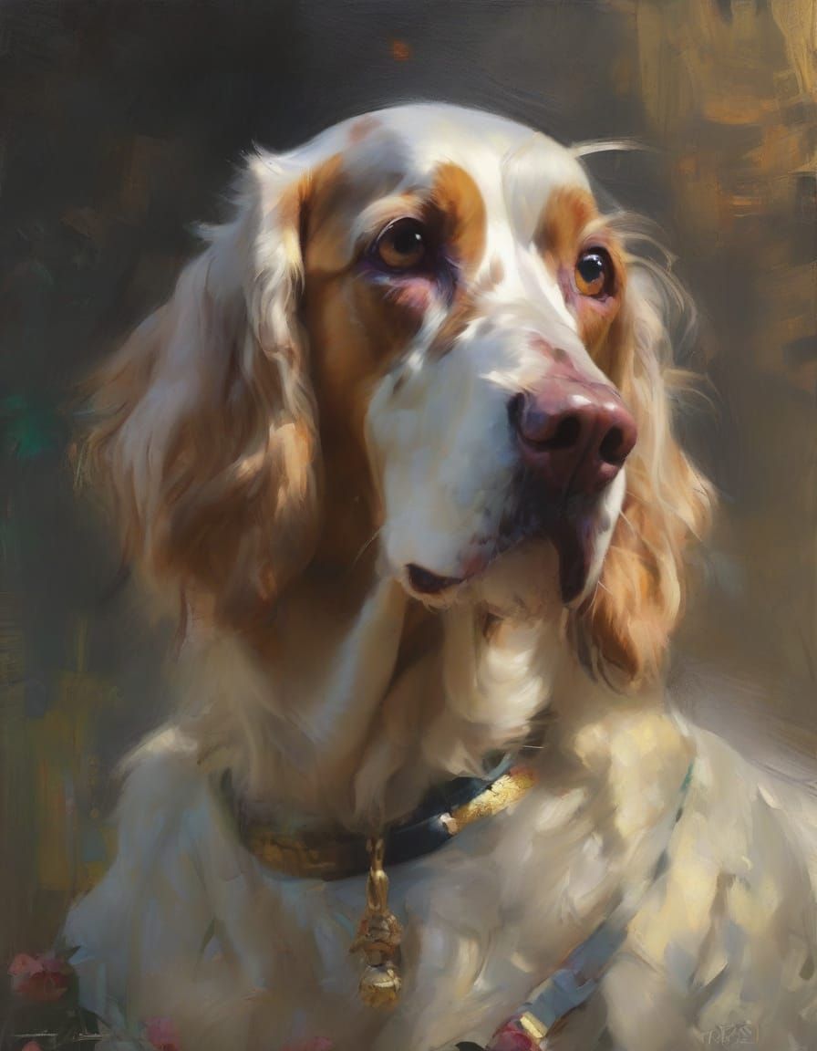 English Setter Portrait in Renaissance Masterpiece Style