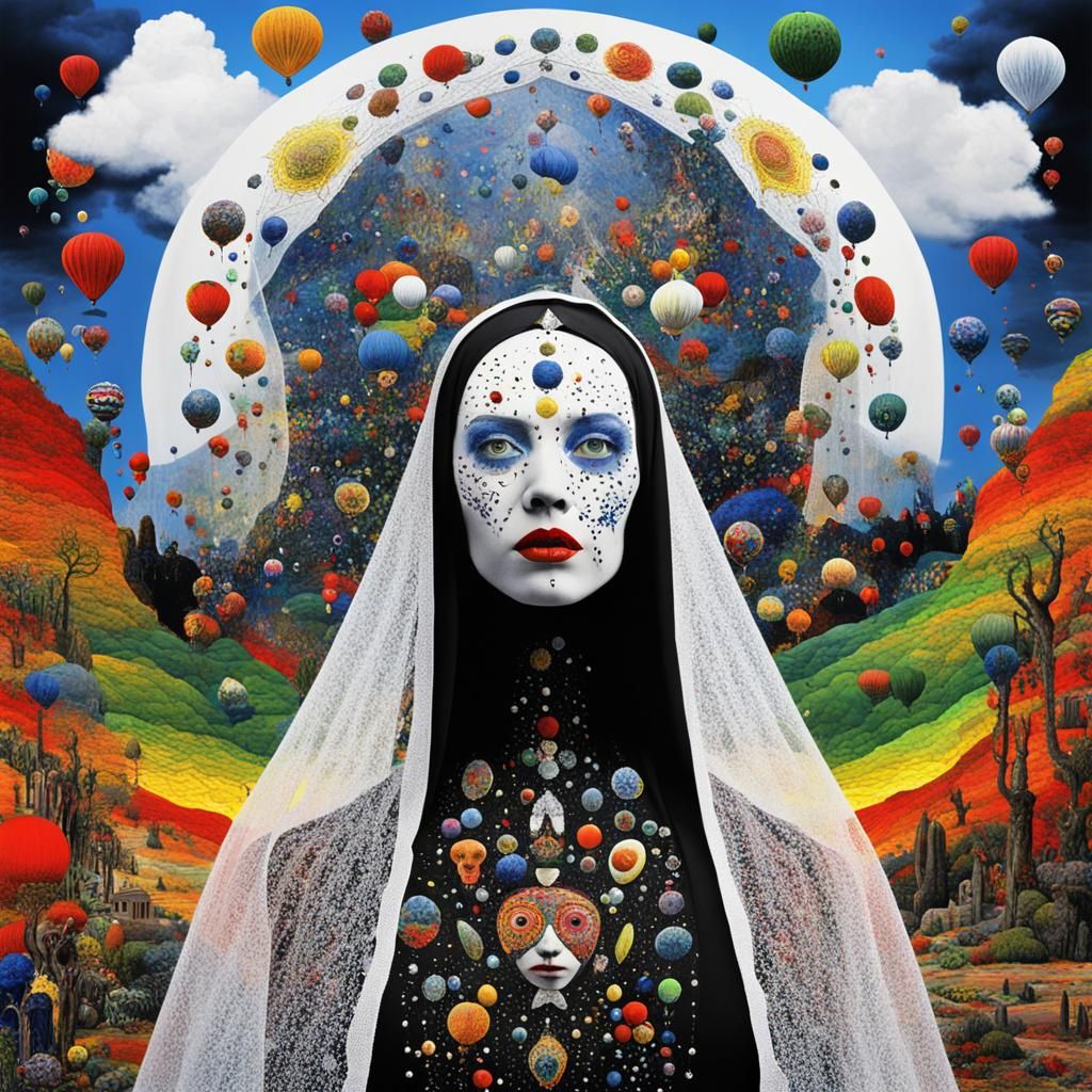 Surreal Transparency Veil in Outsider Art Style