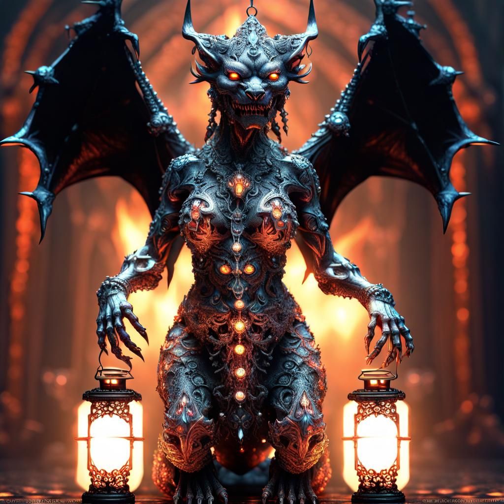 Opalescent Gargoyle Gazebo in Moonlight