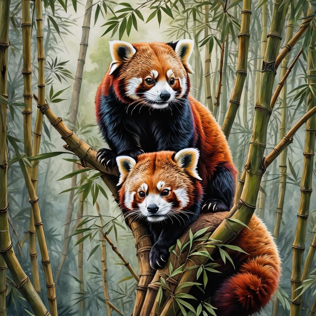 Vibrant Red Panda in Himalayan Habitat