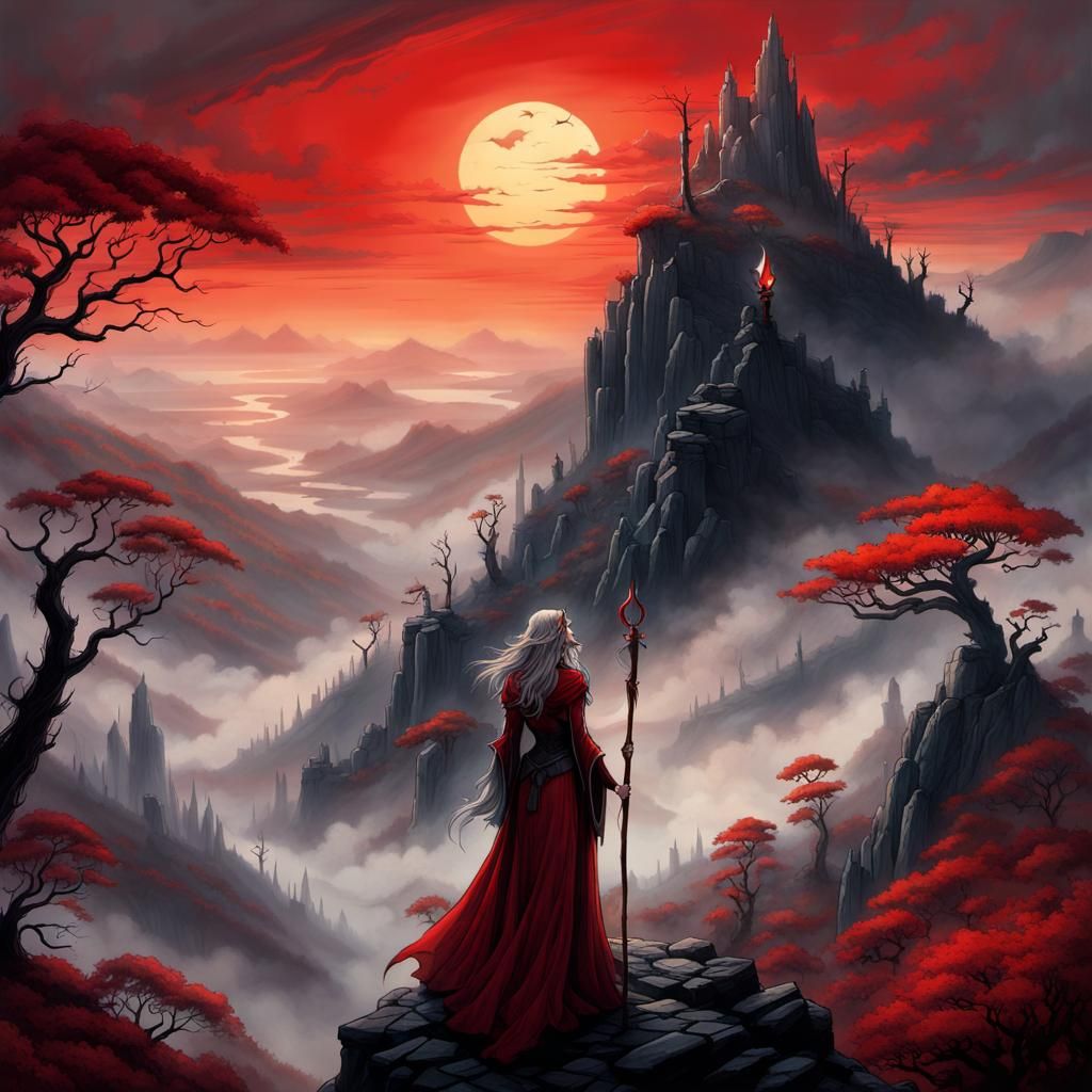 Sorceress at Sunrise: Epic Fantasy Art