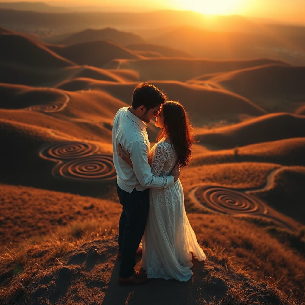 Golden Hour Landscape with Fibonacci Harmony