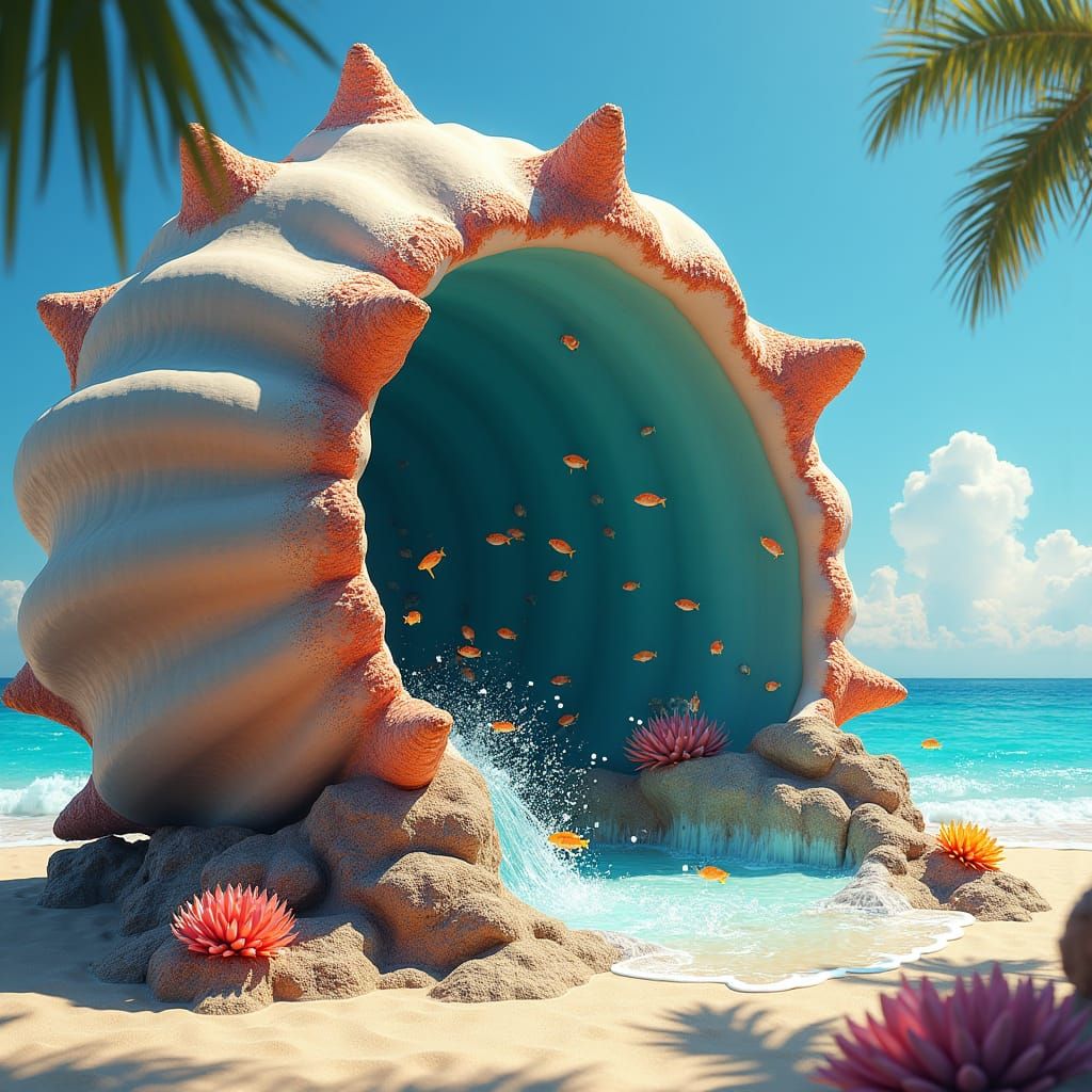 Tropical Oyster Shell Fantasy Art