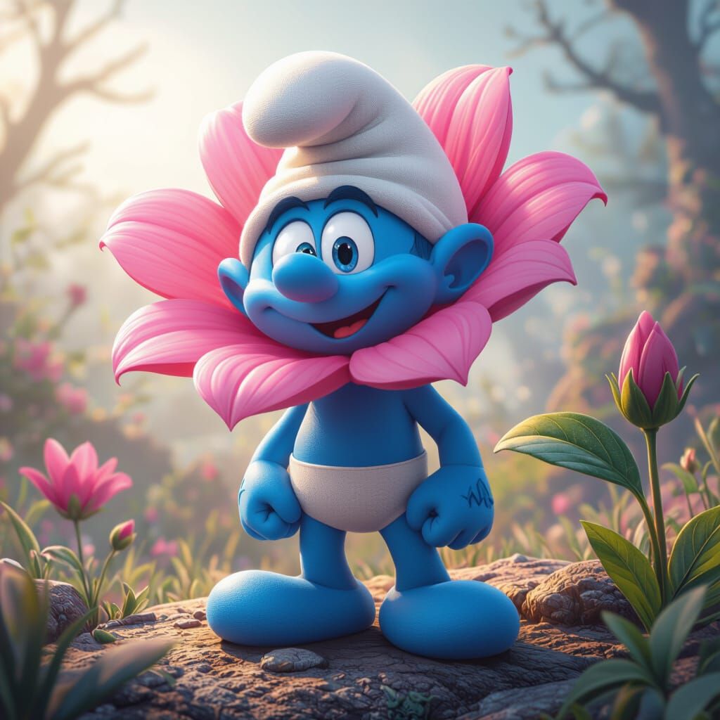 Smurf's Pink Flower Matte Painting