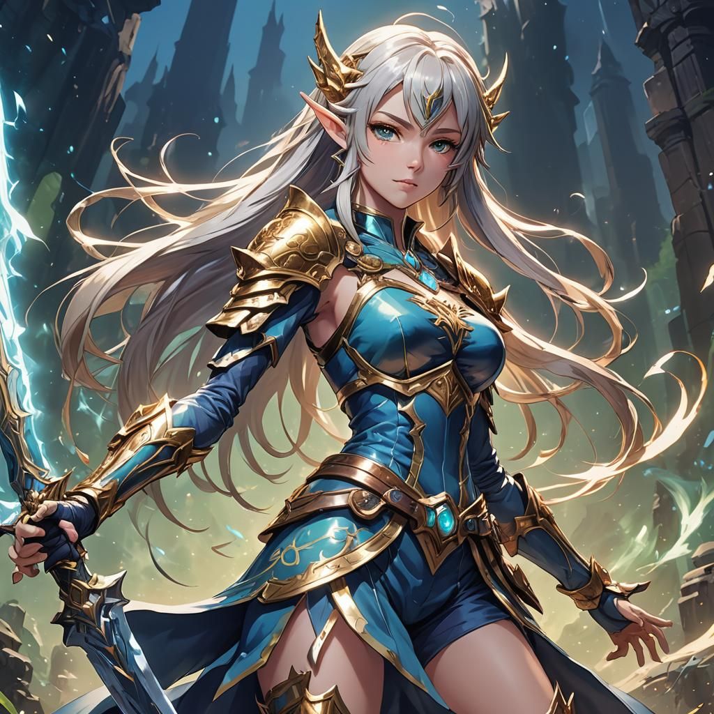 Astral Elf Bladesinger in Anime Style