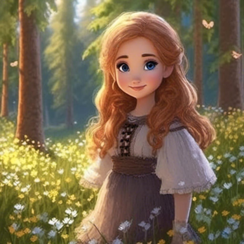 Pixar-Style Chibi Character in Sunny Forest