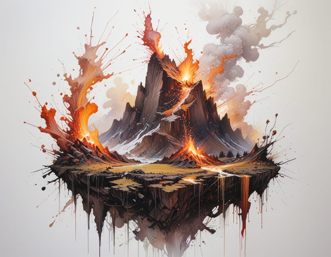 Volcano Fortress Supervillain Hideout in Golden Hour Light