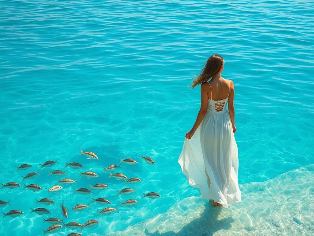 Dreamy Mermaid in Turquoise Depths