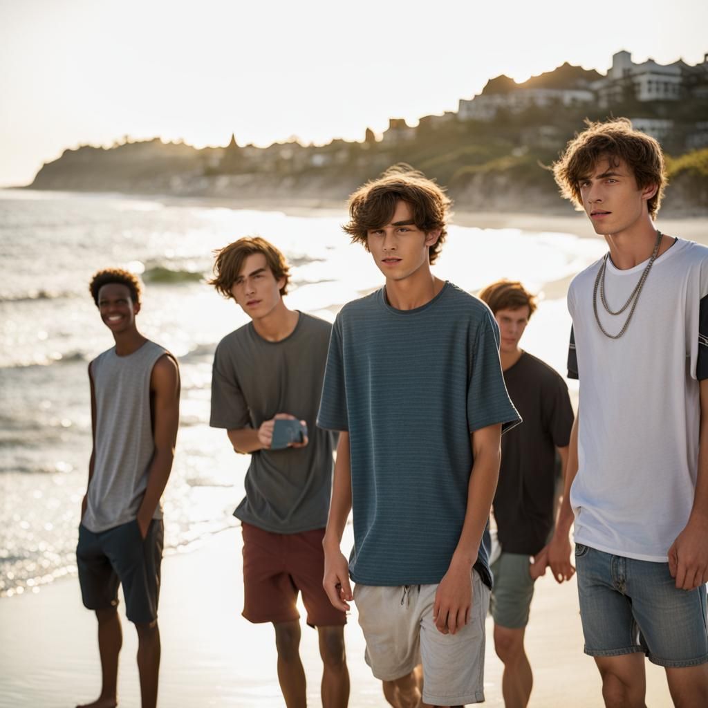 Teenage Boys Hanging Out at the Beach
