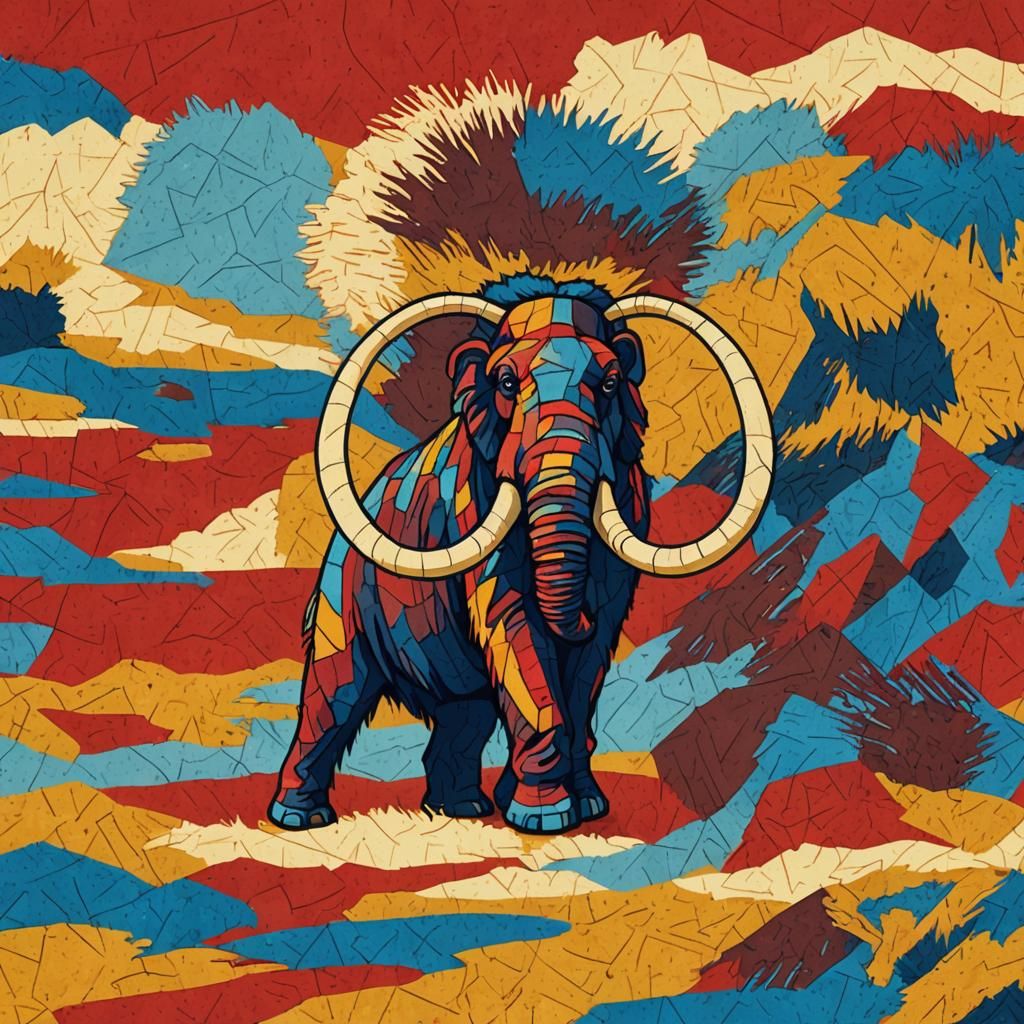 Bauhaus Mammoth in Geometric Pop Art Style