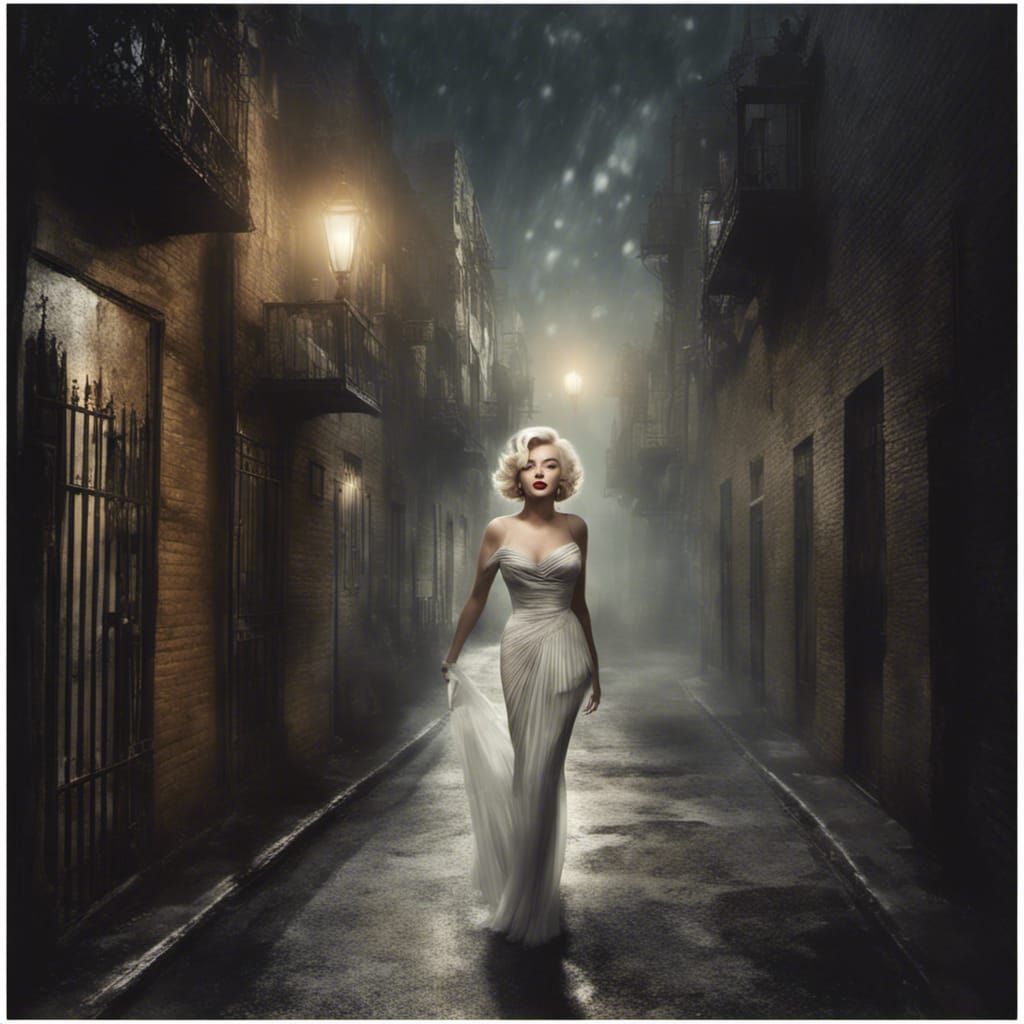 Glamorous Ghost of Marilyn Monroe in Hollywood Alley