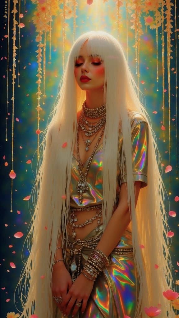 Ethereal Space Woman in Sparkling Futuristic Dress