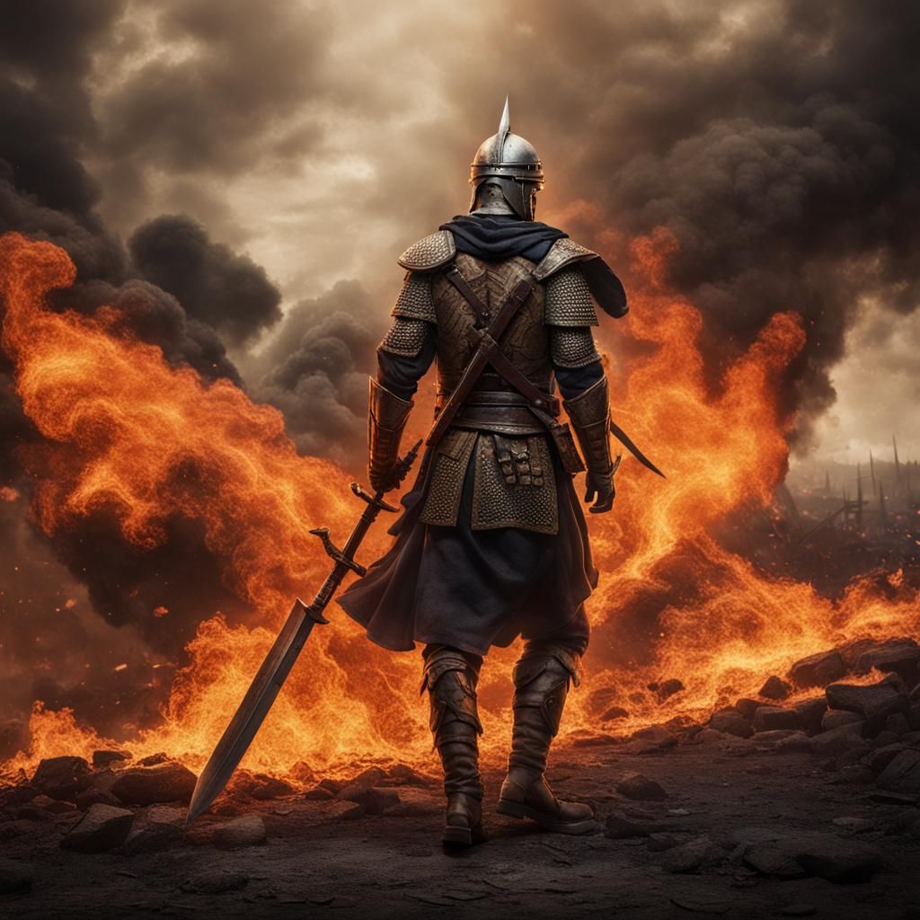 Warrior in Fire: A Battle Scene