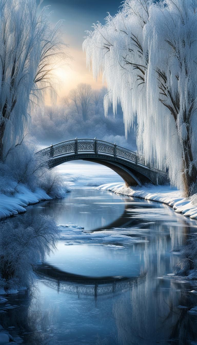 Icy Willows and Art Deco Bridge