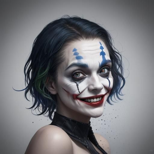 Hyperrealistic Joker Portrait with Colorful Accents