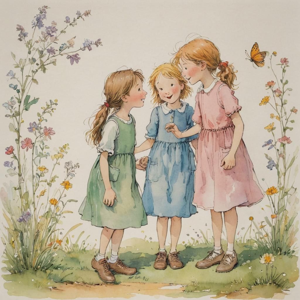 Children's Friendship Illustration in Classic Style