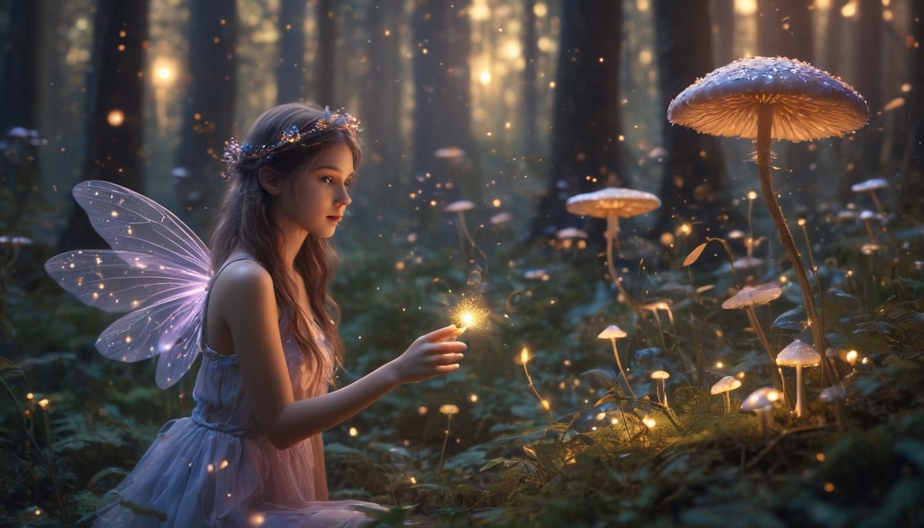Ethereal Fairy in Mystical Forest at Twilight