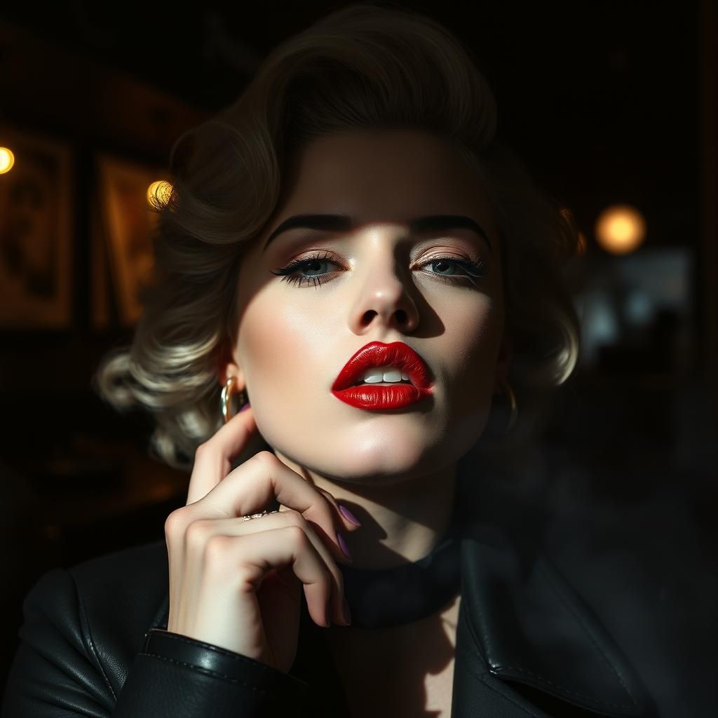 Marilyn Monroe in Parisian Cafe: Moody Fashion Portrait