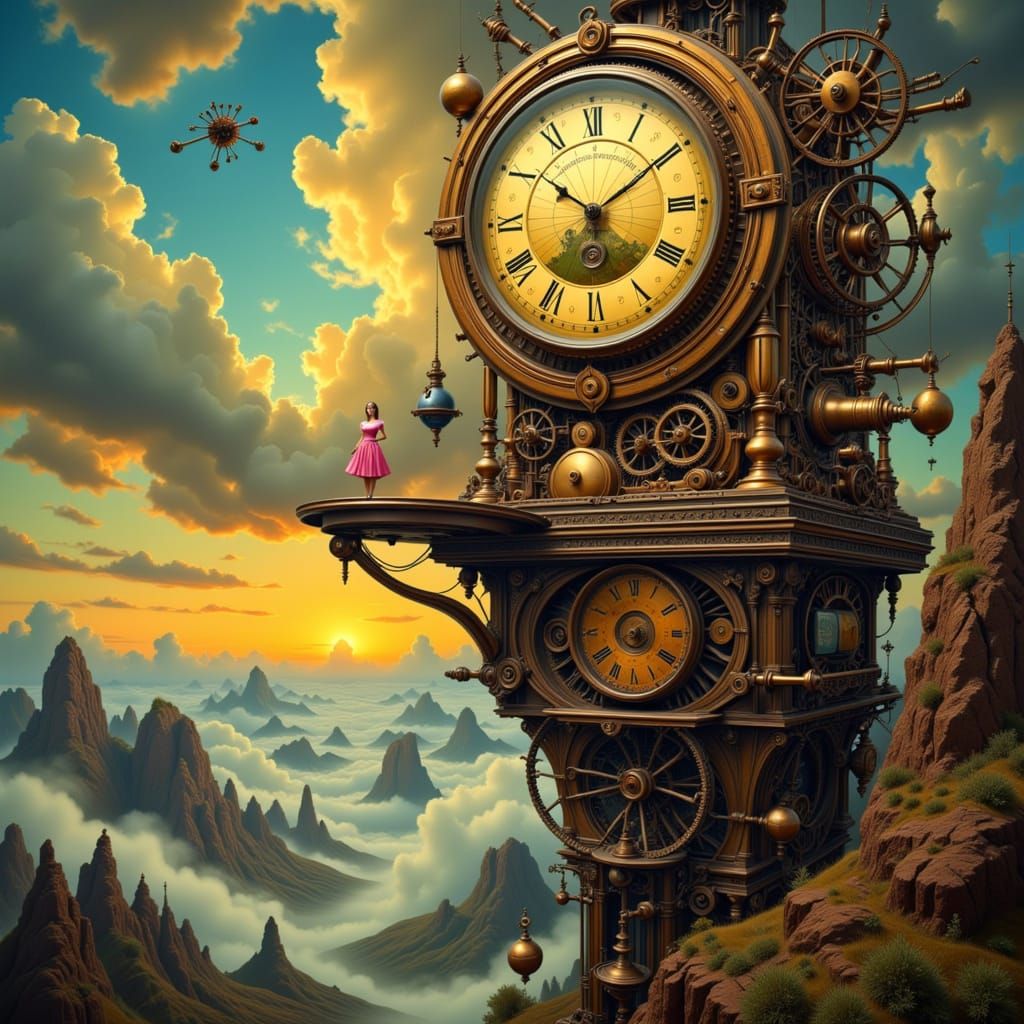 Alice on Clockwork Tower Over Gear Ocean