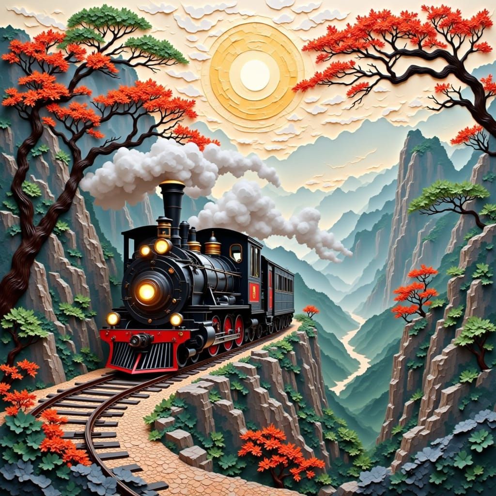 Surreal Papercut Train Chugs Along Guizhou Karst Landscape