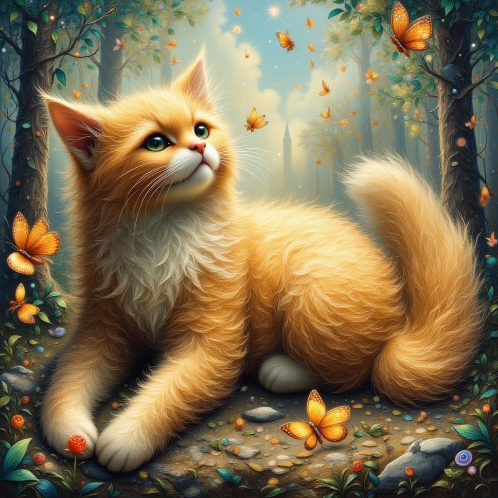 Mystical Cat in Anime Style with Expressive Eyes