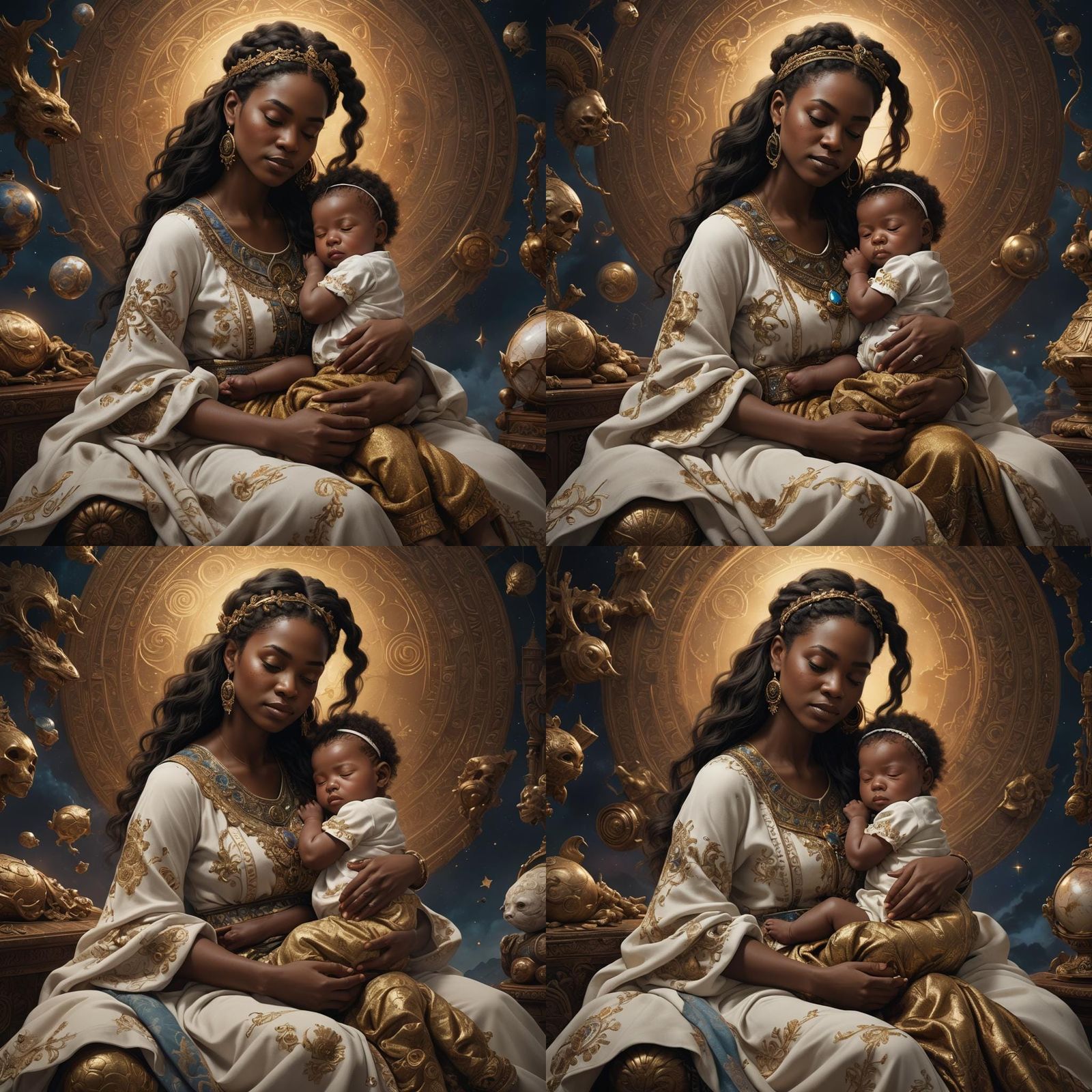 Mother and Baby in Living Room: Fantasy Concept Art