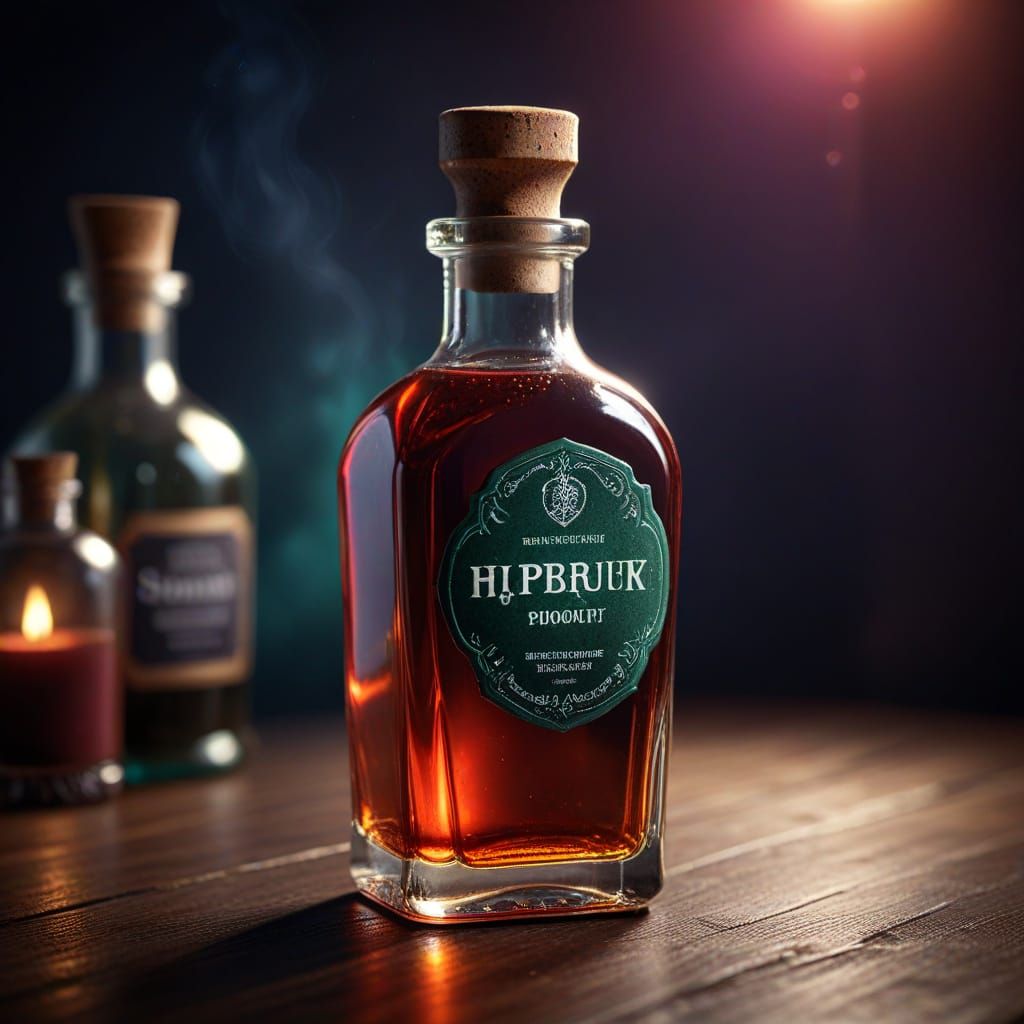 Glowing Potion Bottle in Moody Lighting