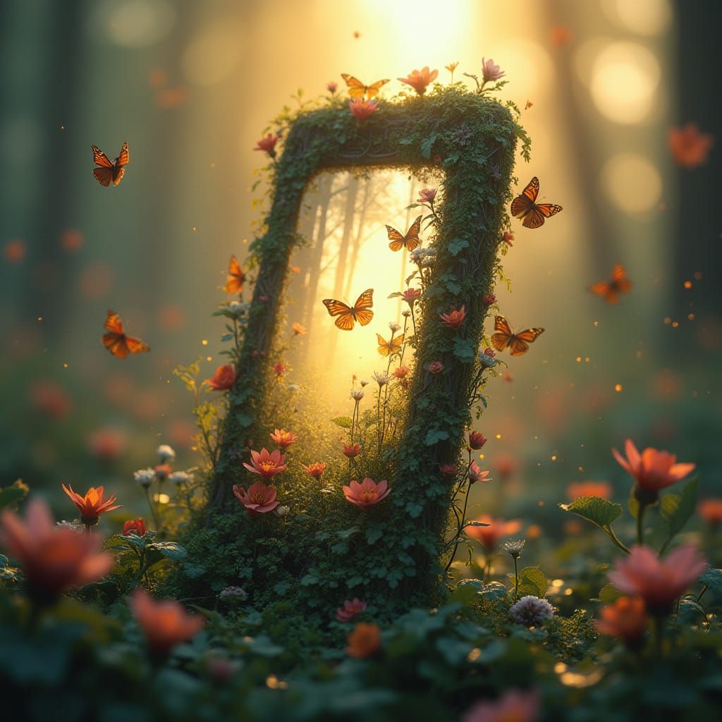 Enchanted Smartphone Blooming With Nature and Butterflies