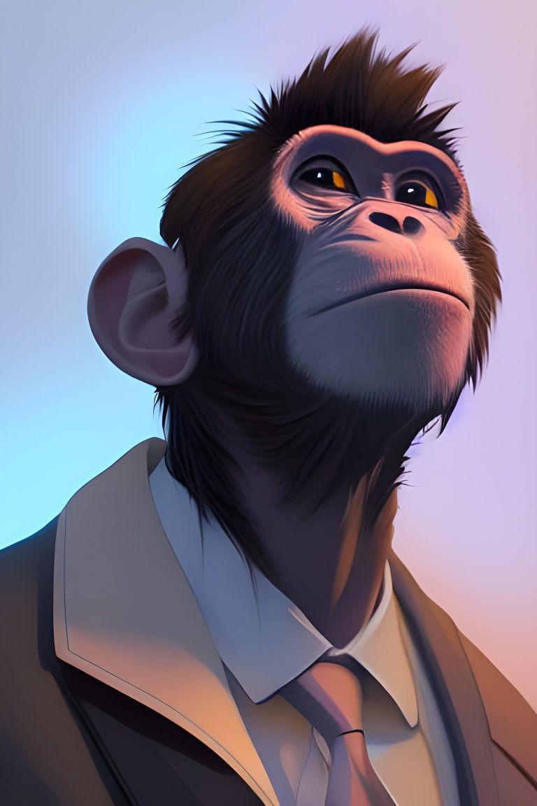 Monkey Accountant Portrait in Hyperdetailed Style