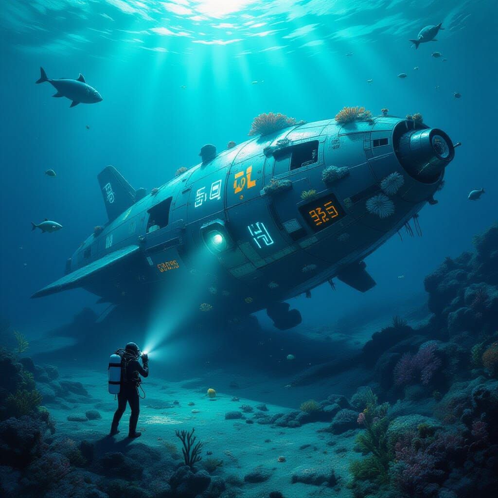 Deep-Sea Diver Discovers Crashed Alien Spaceship