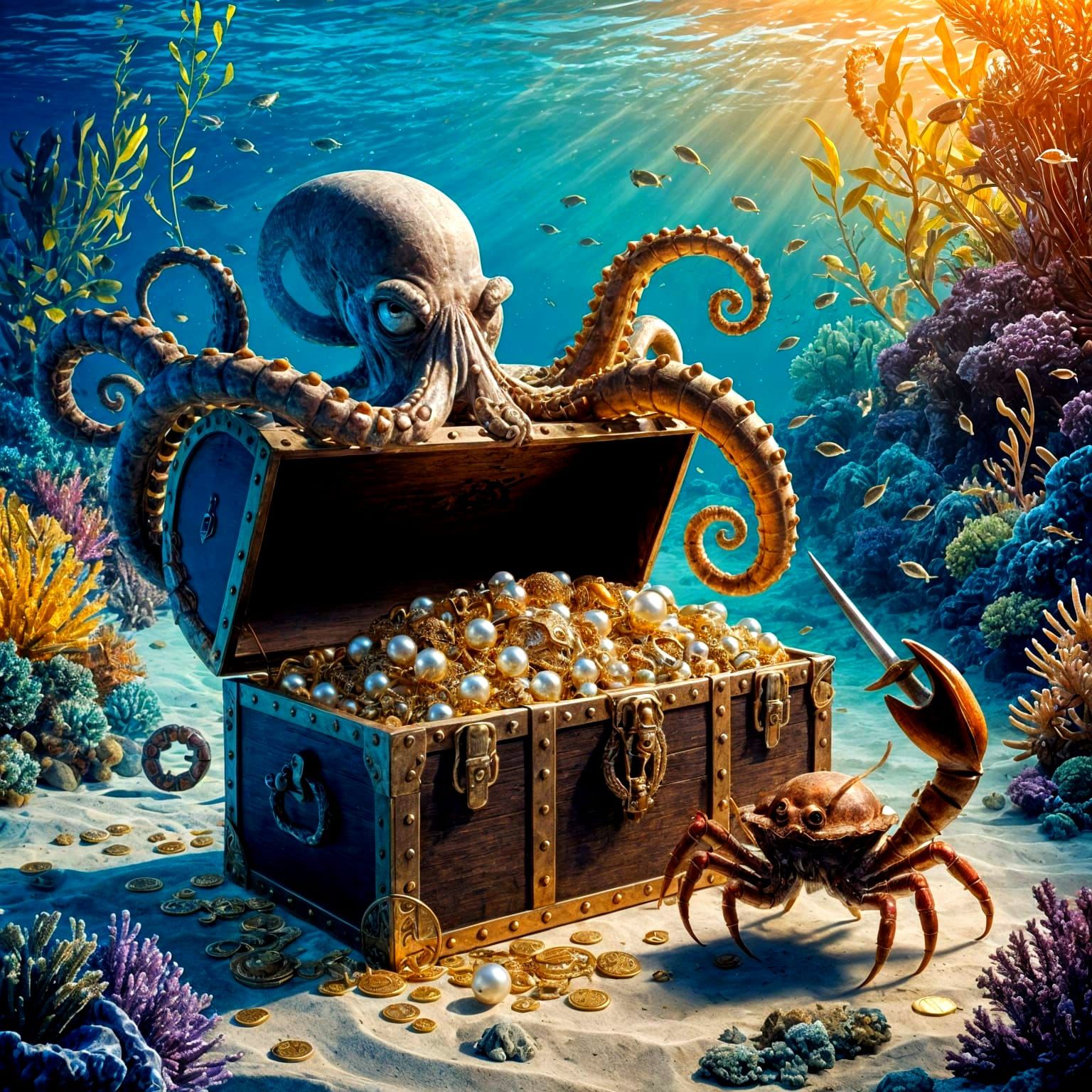 Ocean Treasure Guarded by Giant Octopus