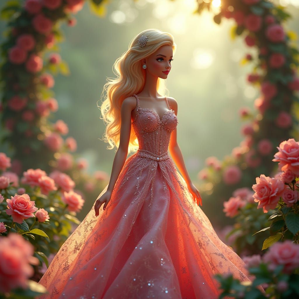 Confident Barbie Doll in Whimsical Wonderland