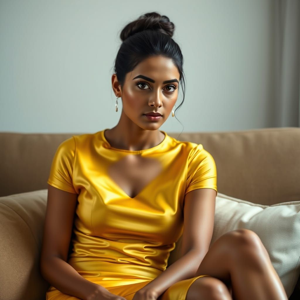 Beautiful Indian Woman in Yellow Attire