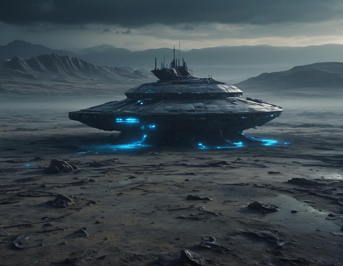 Abandoned Spaceship on Alien Planet: Cinematic Concept Art