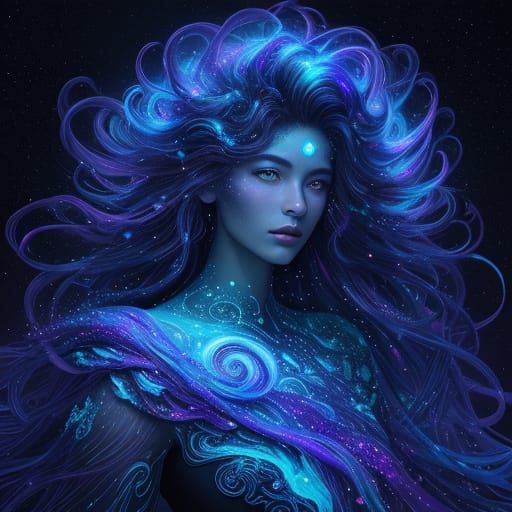 Ethereal Star Woman in Cosmic Fantasy Art