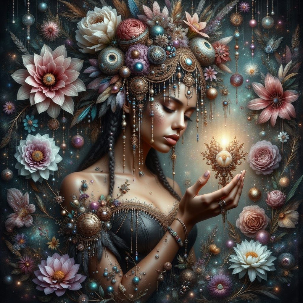 Enigmatic Woman in an Ethereal, Dreamlike Scene