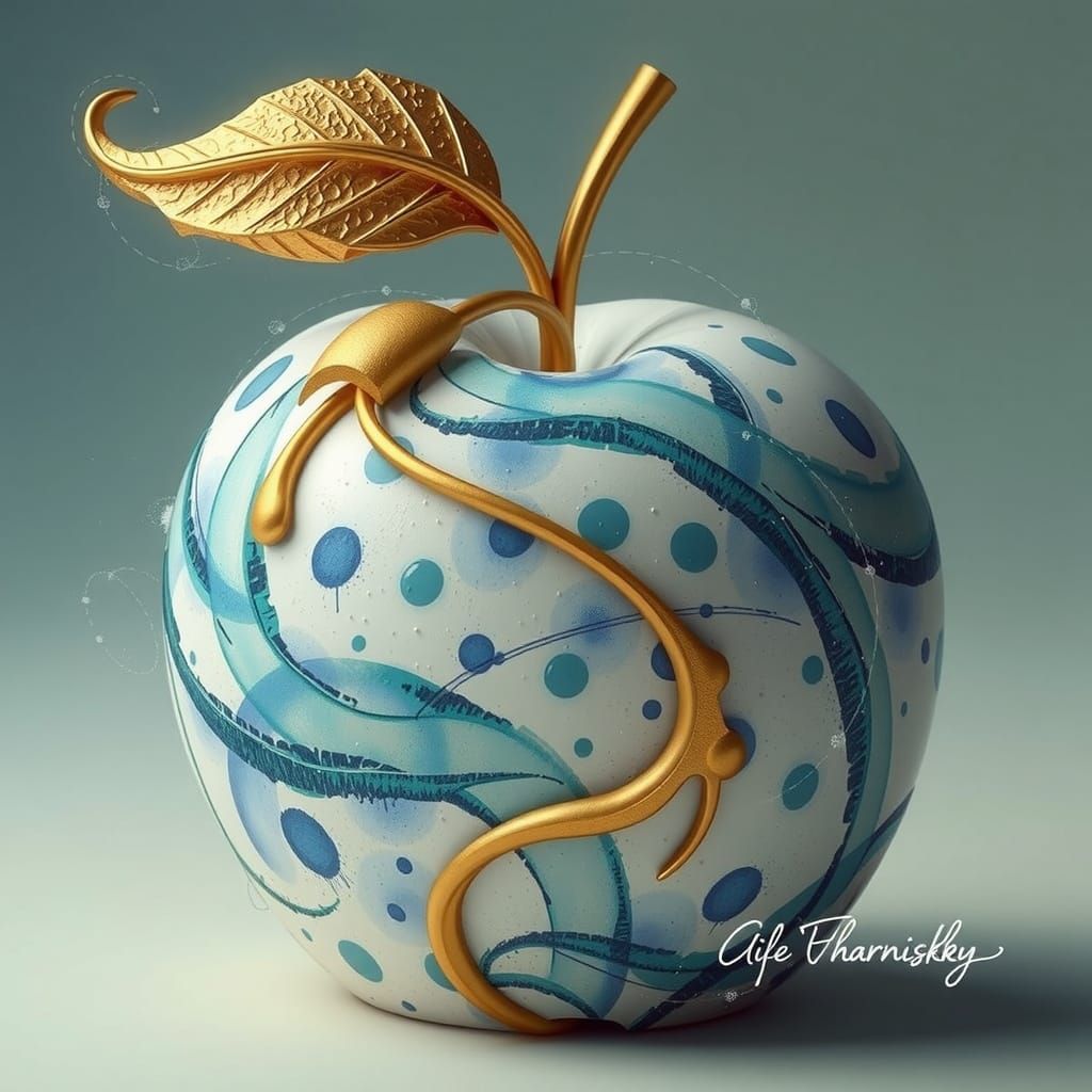 Sapphire Blue and Neon Gold Circles in Abstract Expressionis...