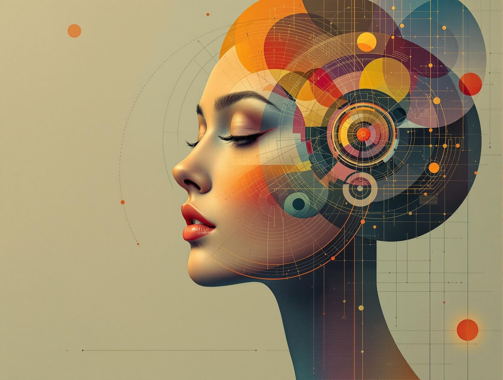 Surreal Geometric Portraits in Futuristic Colors