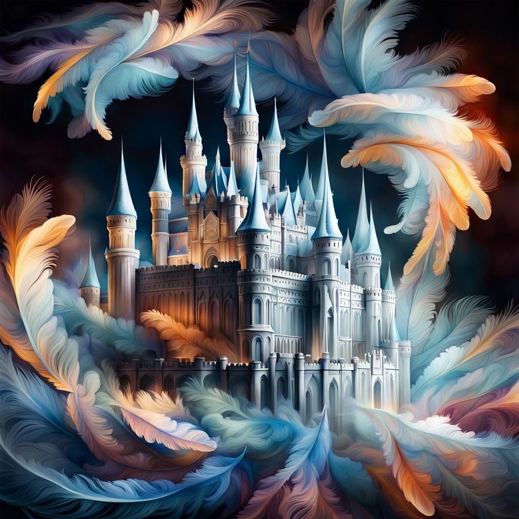 Ephemeral Feather Castle Swirling in the Air