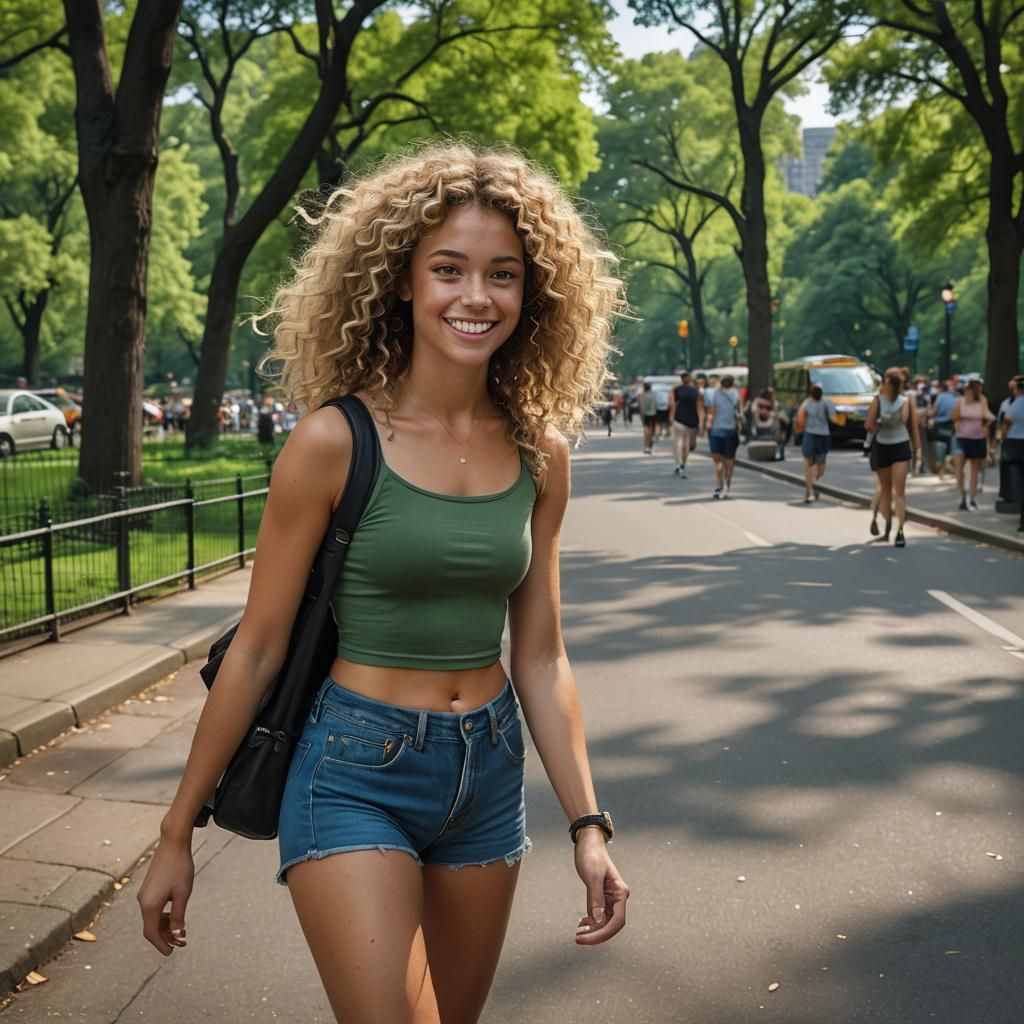 Woman in Central Park: 16K Studio Quality Portrait