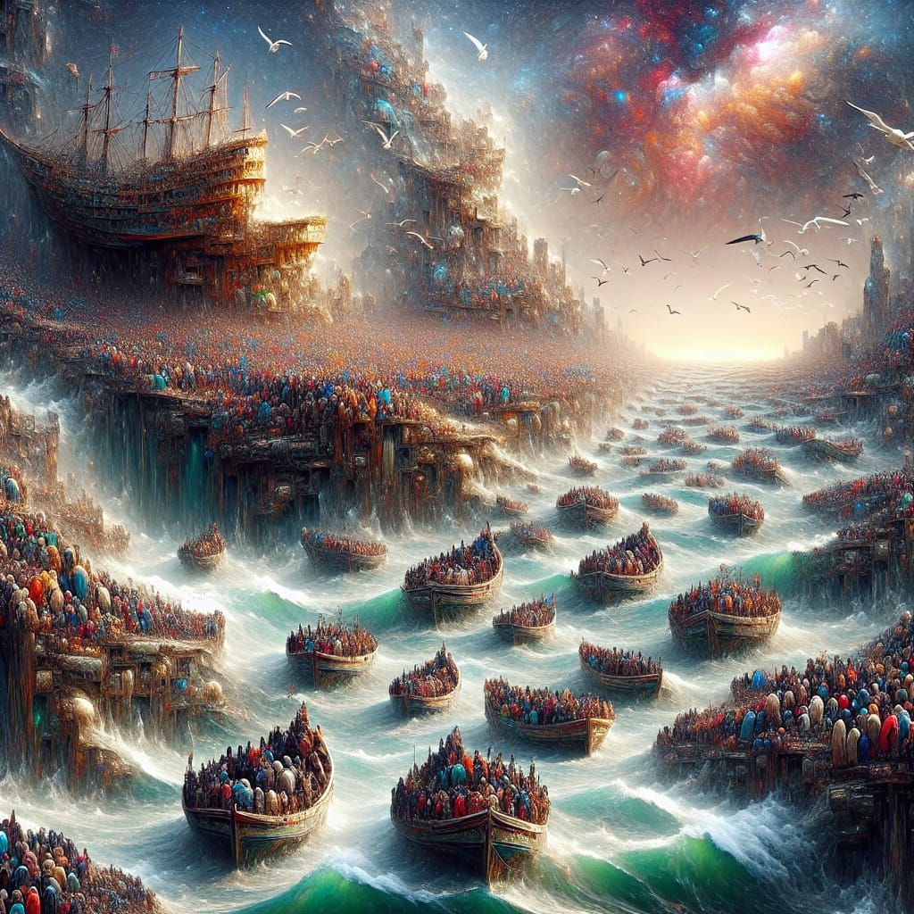 Mediterranean Migrant Boats: Fantasy Concept Art