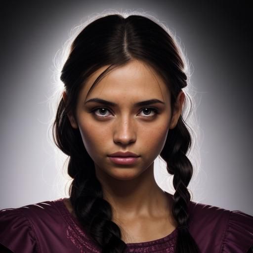 Half-elven Monk Portrait with Braided Hair