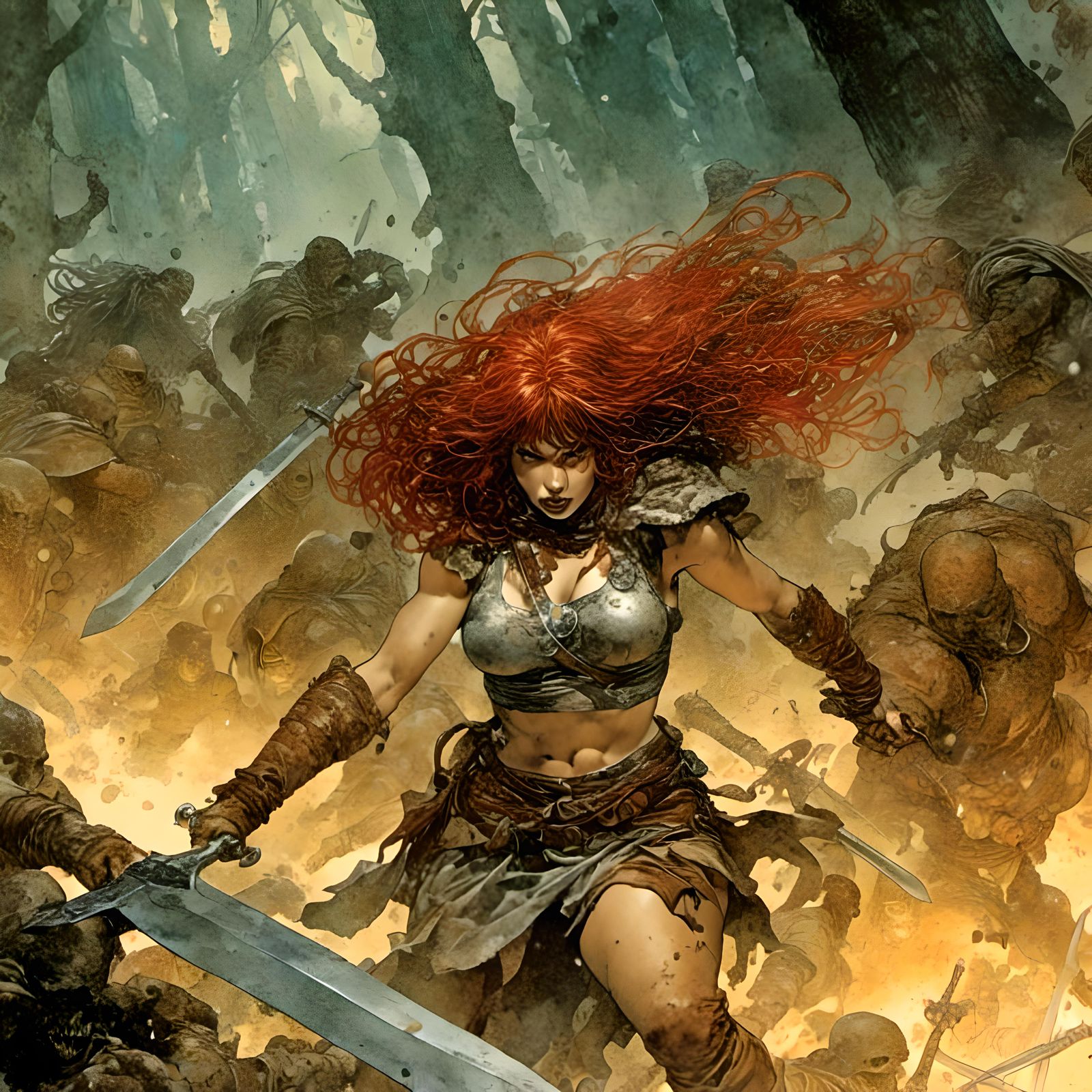 Red Sonja in Comic Book Battle
