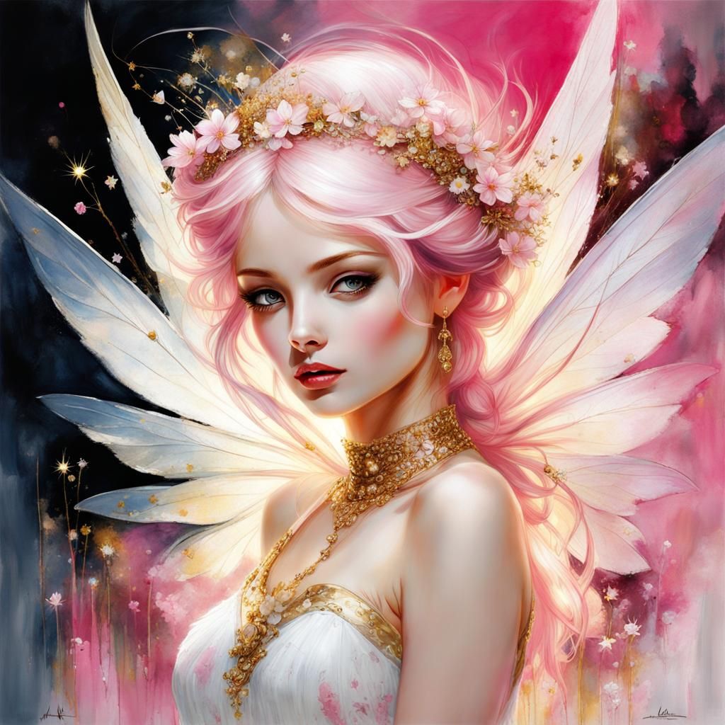 Fairy of pink flowers