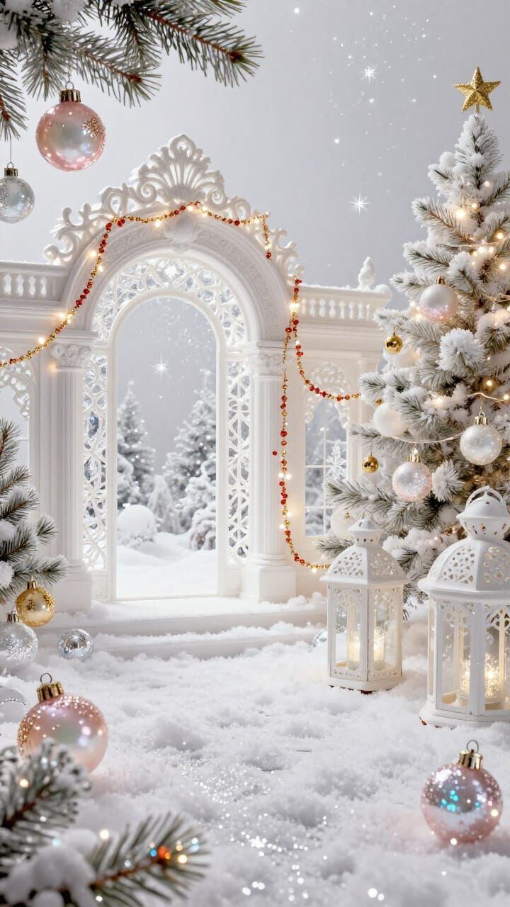 Winter Wonderland Macro Scene with Holographic Elements