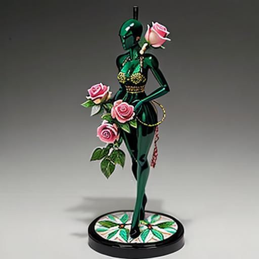 Glass Enamel Rose Figure Art